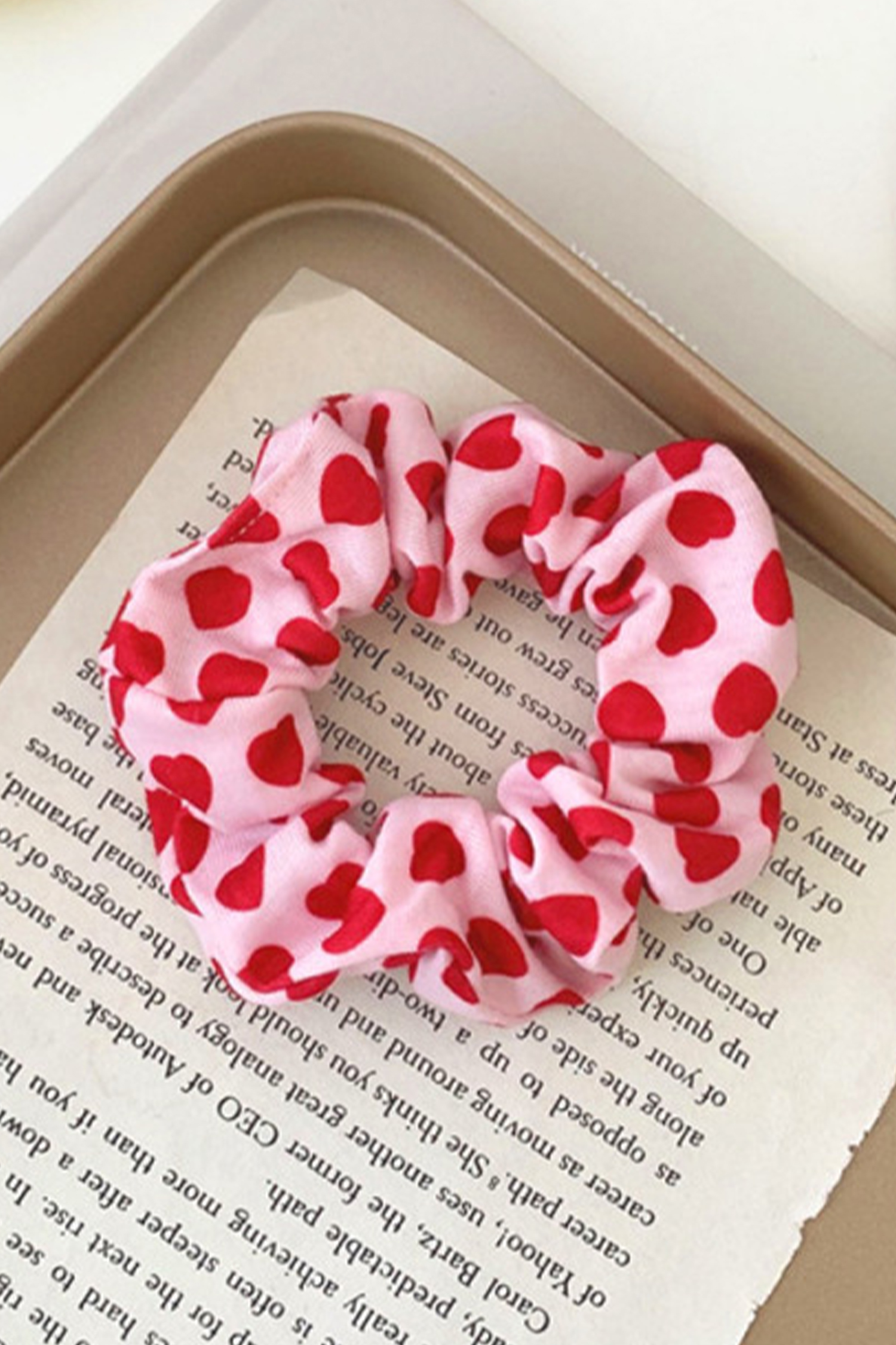 Fiery Red Valentines Day Sweet Heart Printed Scrunchie Hair Tie - loveforevers