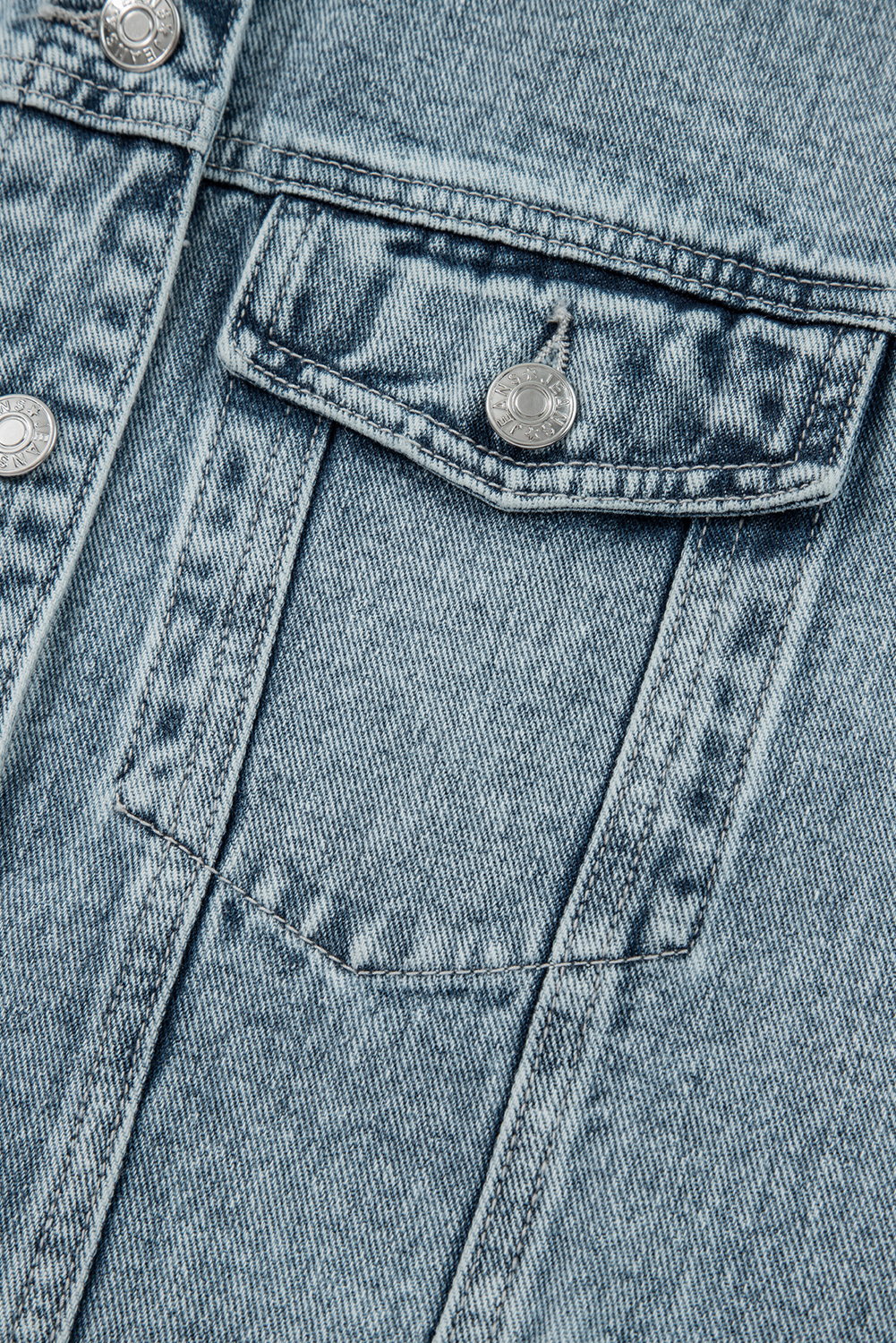 Myosotis Button Flap Pocket Frayed Detail Denim Vest - loveforevers