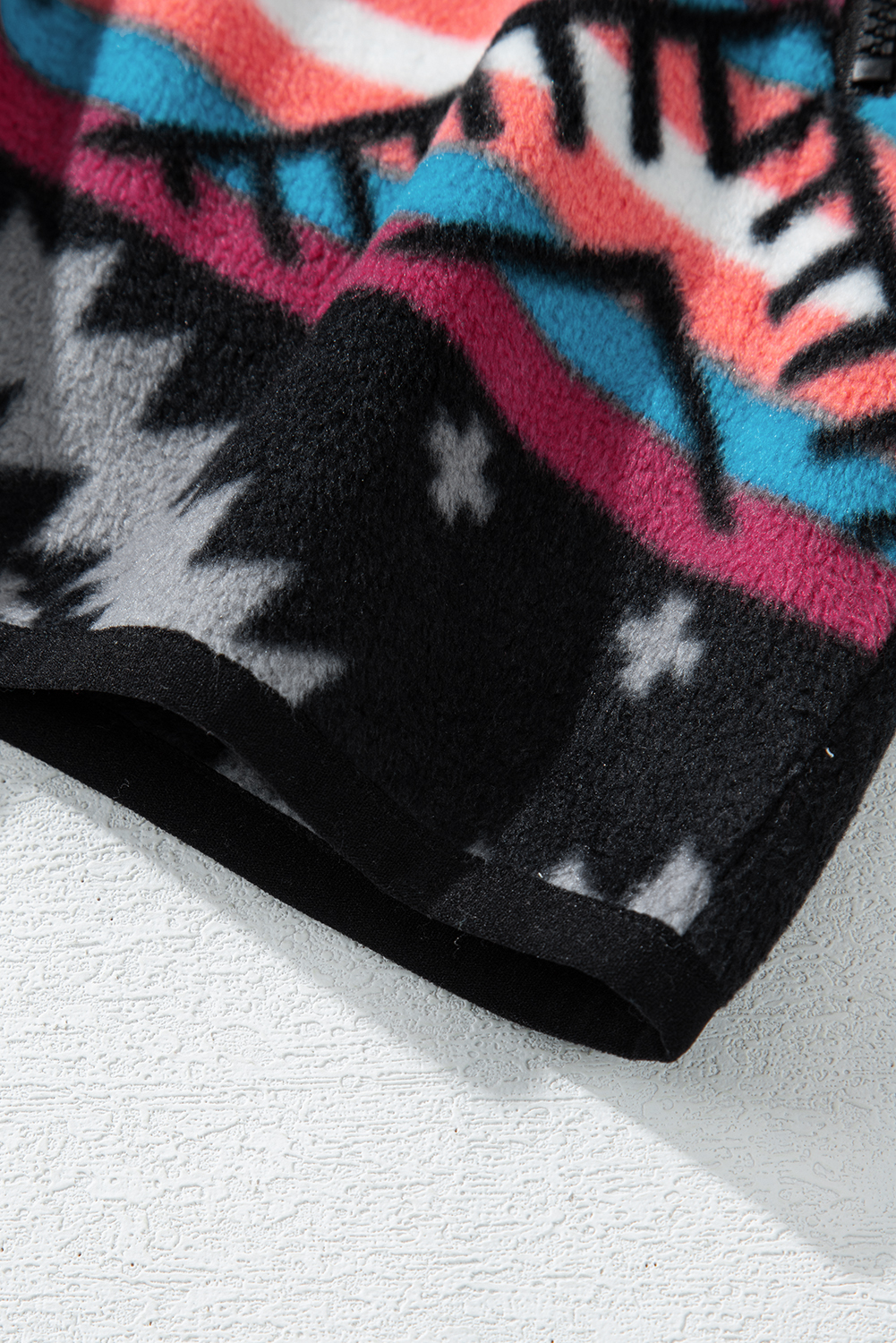 Black Aztec Printed Zip Up Collar Jacket - loveforevers