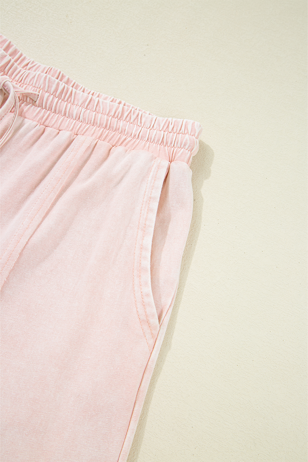 Pink Flower Patch Mineral Washed Terry Knit Cropped Wide Leg Pants - loveforevers
