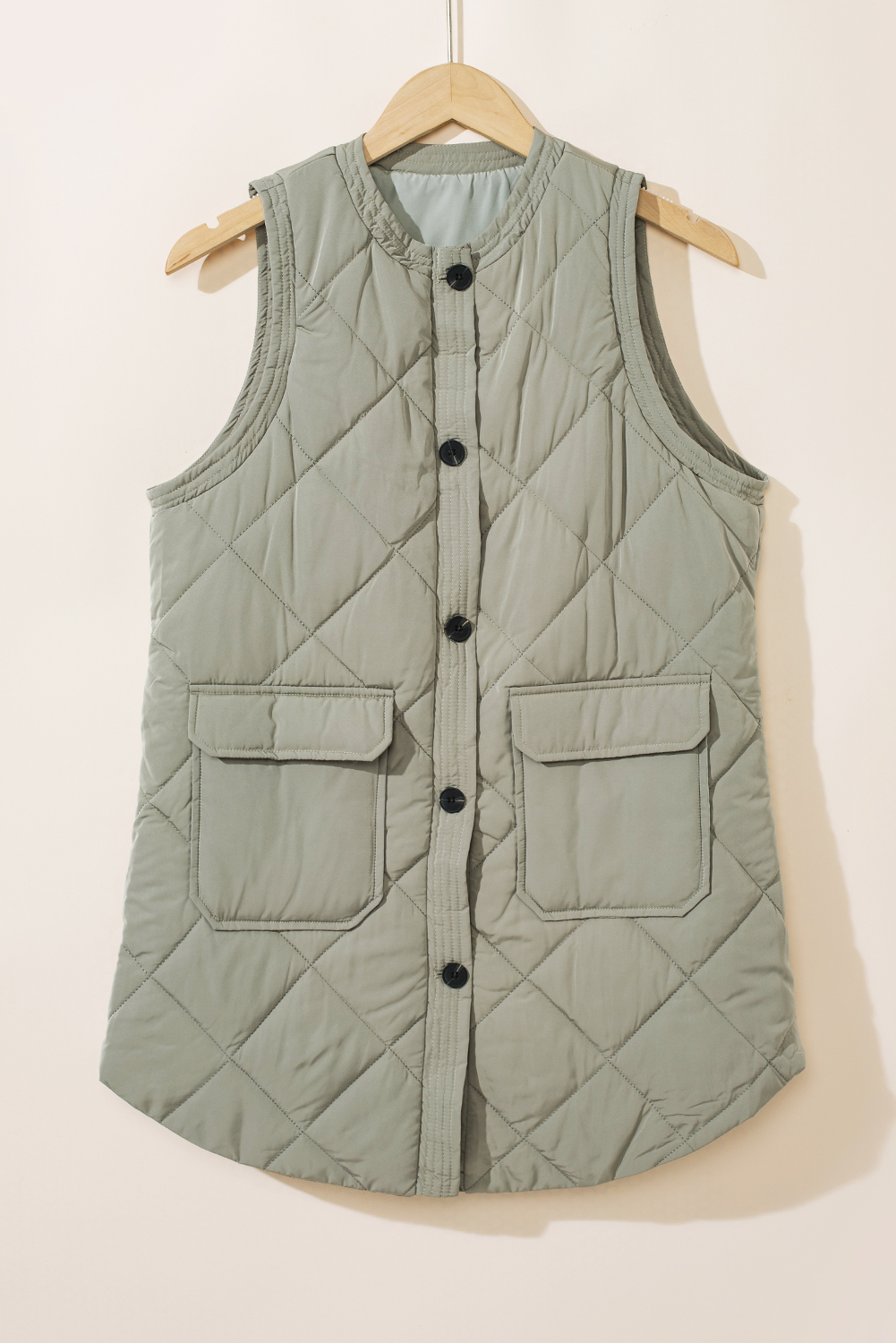 Green Quilted Snap Button Hooded Puffer Coat - loveforevers