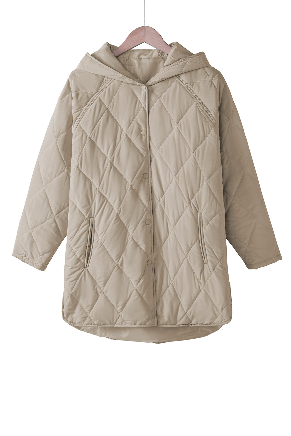 Green Quilted Snap Button Hooded Puffer Coat - loveforevers