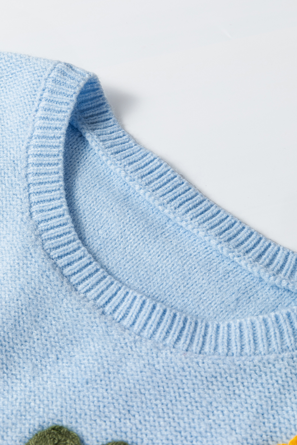 Pink Knitted Flower Pattern Ribbed Edge Sweater - loveforevers