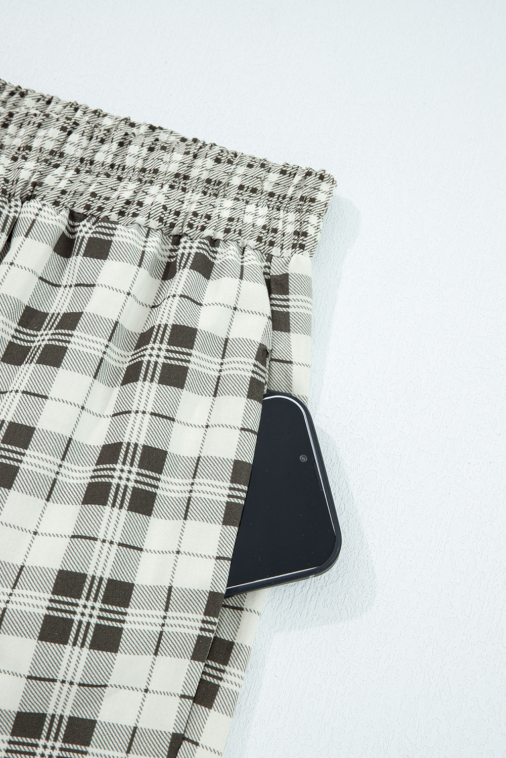 Gray Plaid Wide Leg Casual Pants - loveforevers