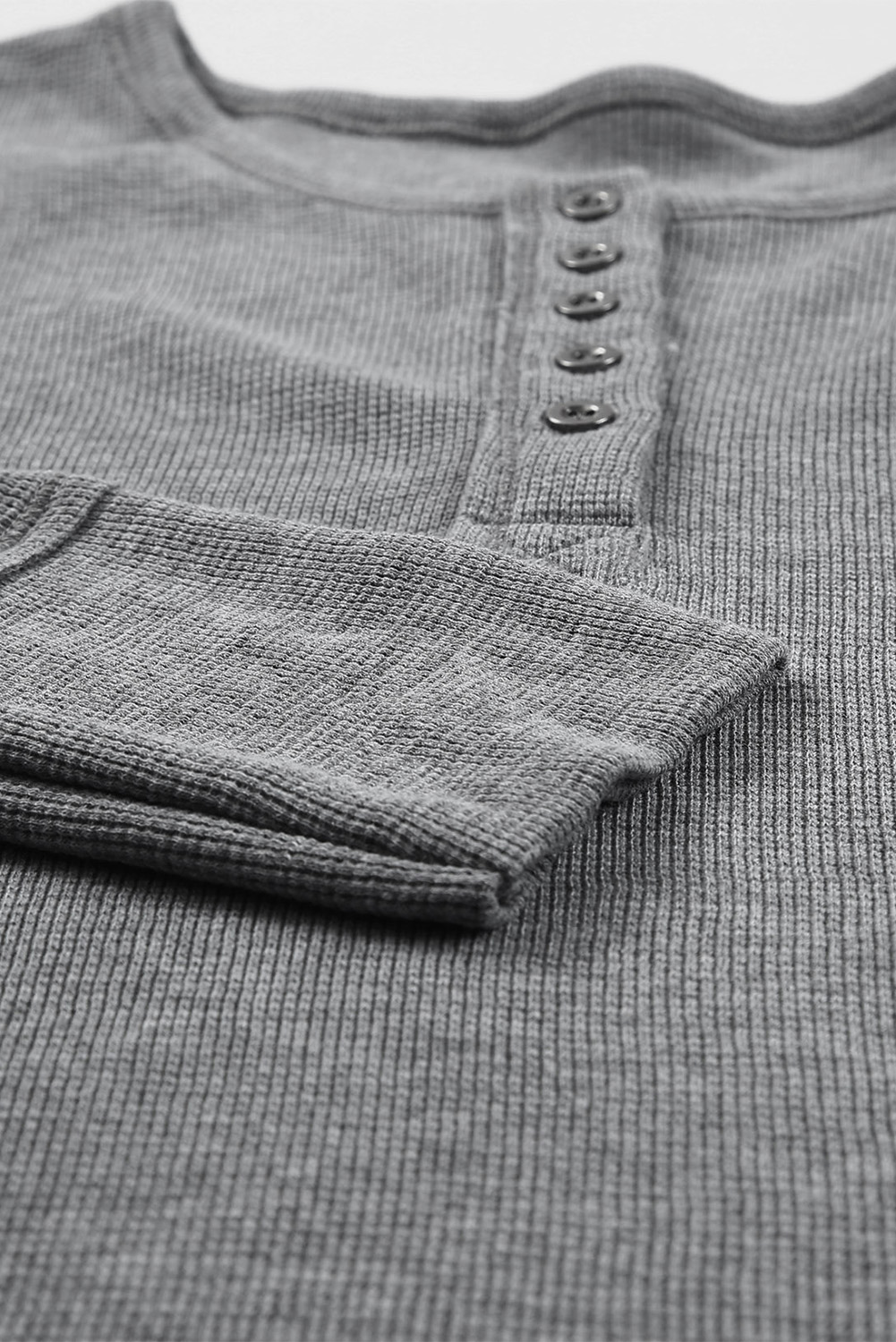 Black Waffle Knit Henley Top - loveforevers