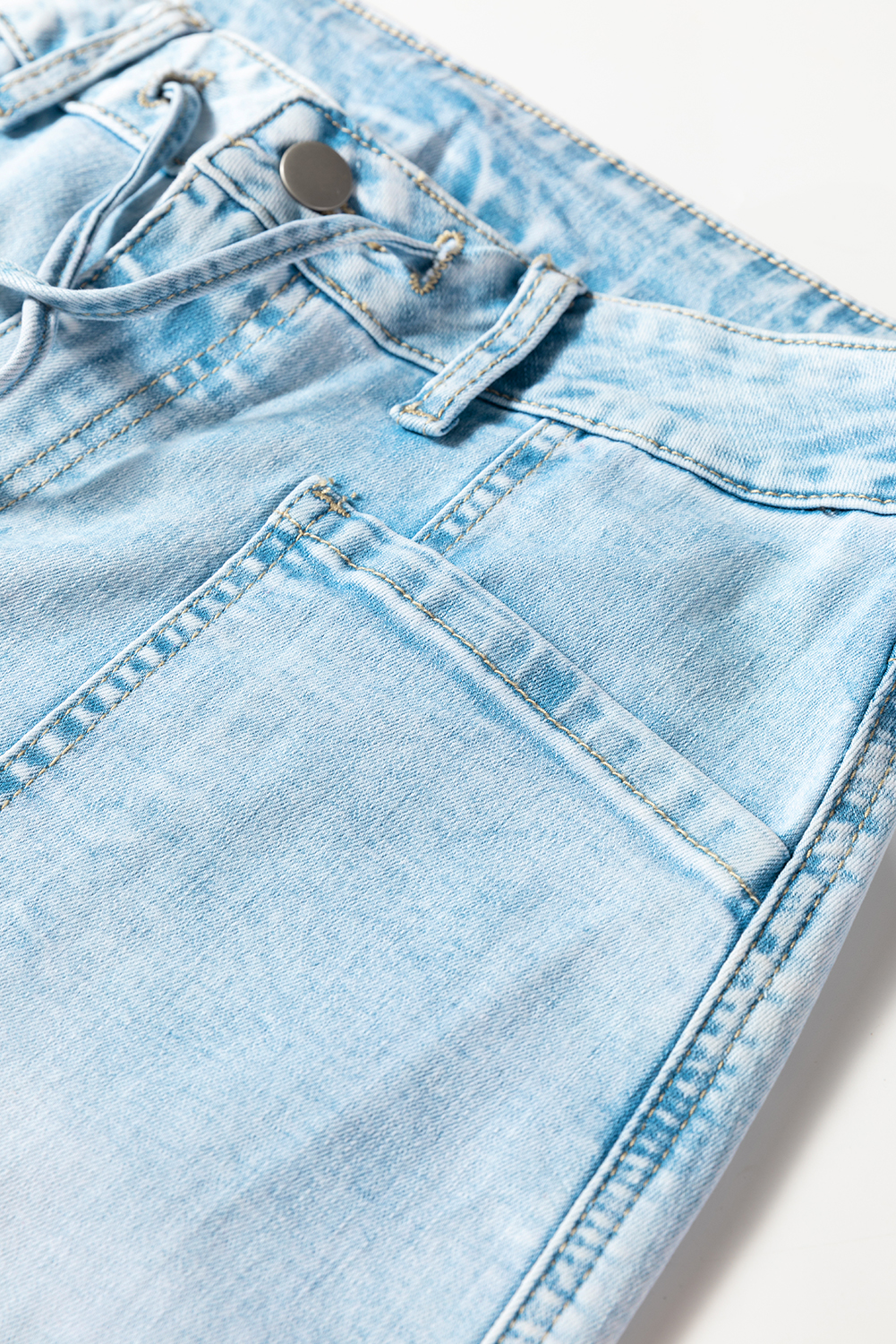 Myosotis Exposed Stitch Detail Drawstring Barrel Jeans - loveforevers