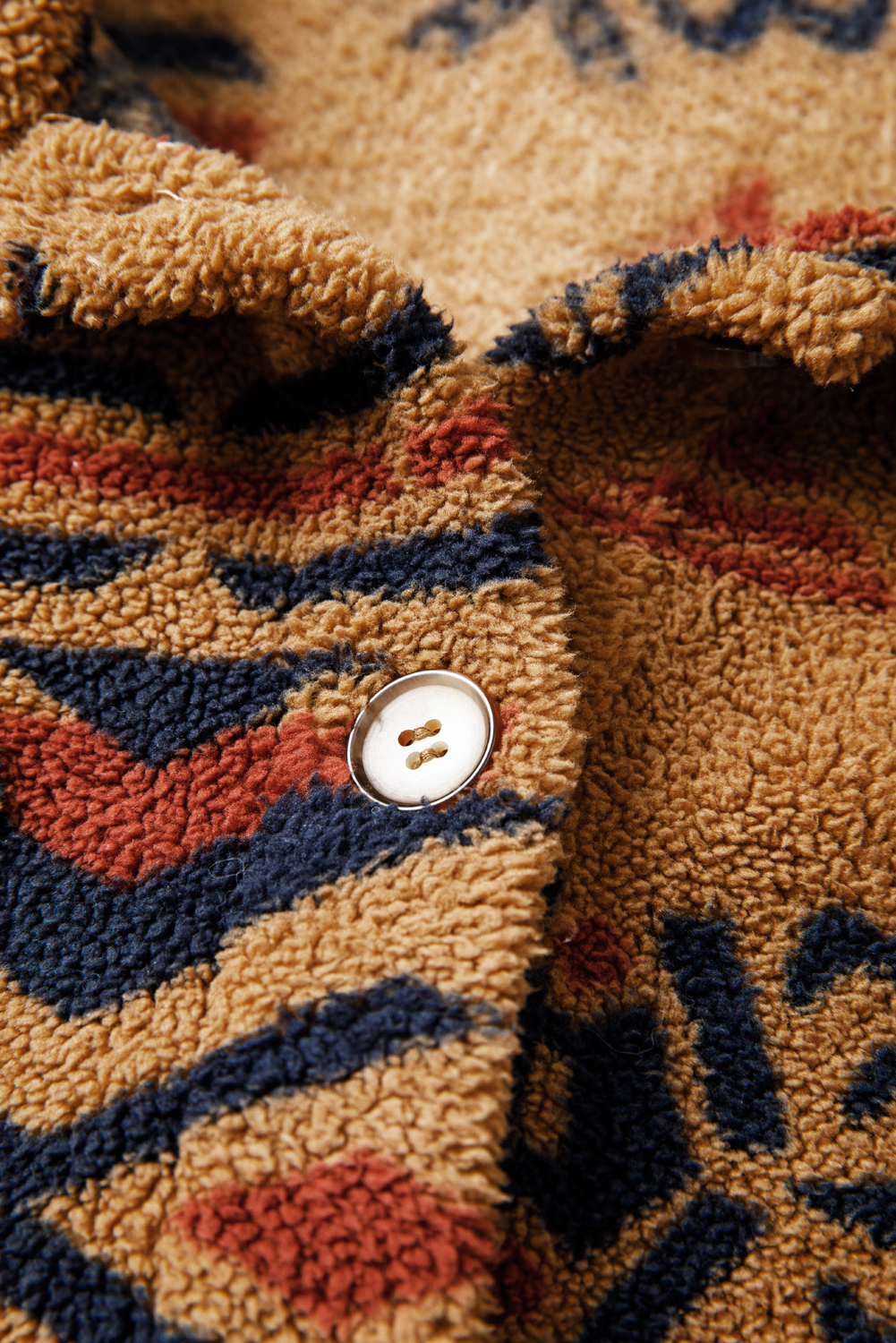 Khaki Western Aztec Pattern Fleece Shacket - loveforevers