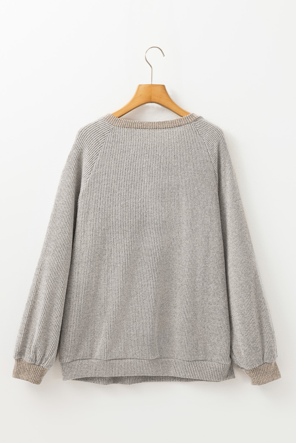 Contrast Ribbed Loose Fit Long Sleeve Top - loveforevers