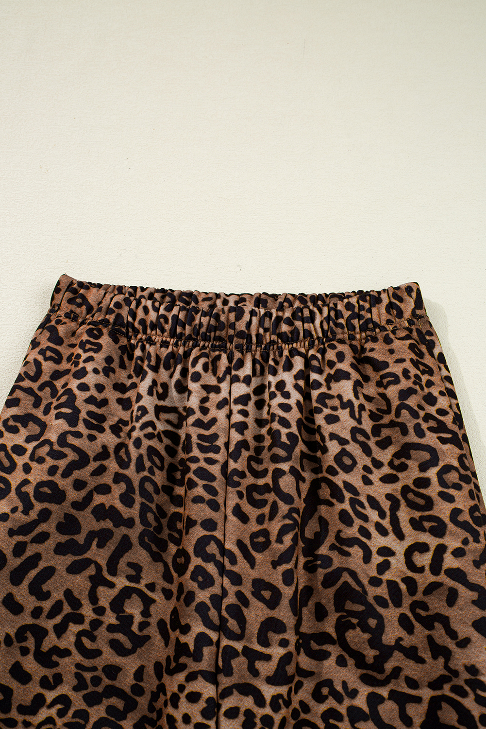 Coffee Leopard Print Contrast Trim Long Sleeve Top and Pants Set - loveforevers