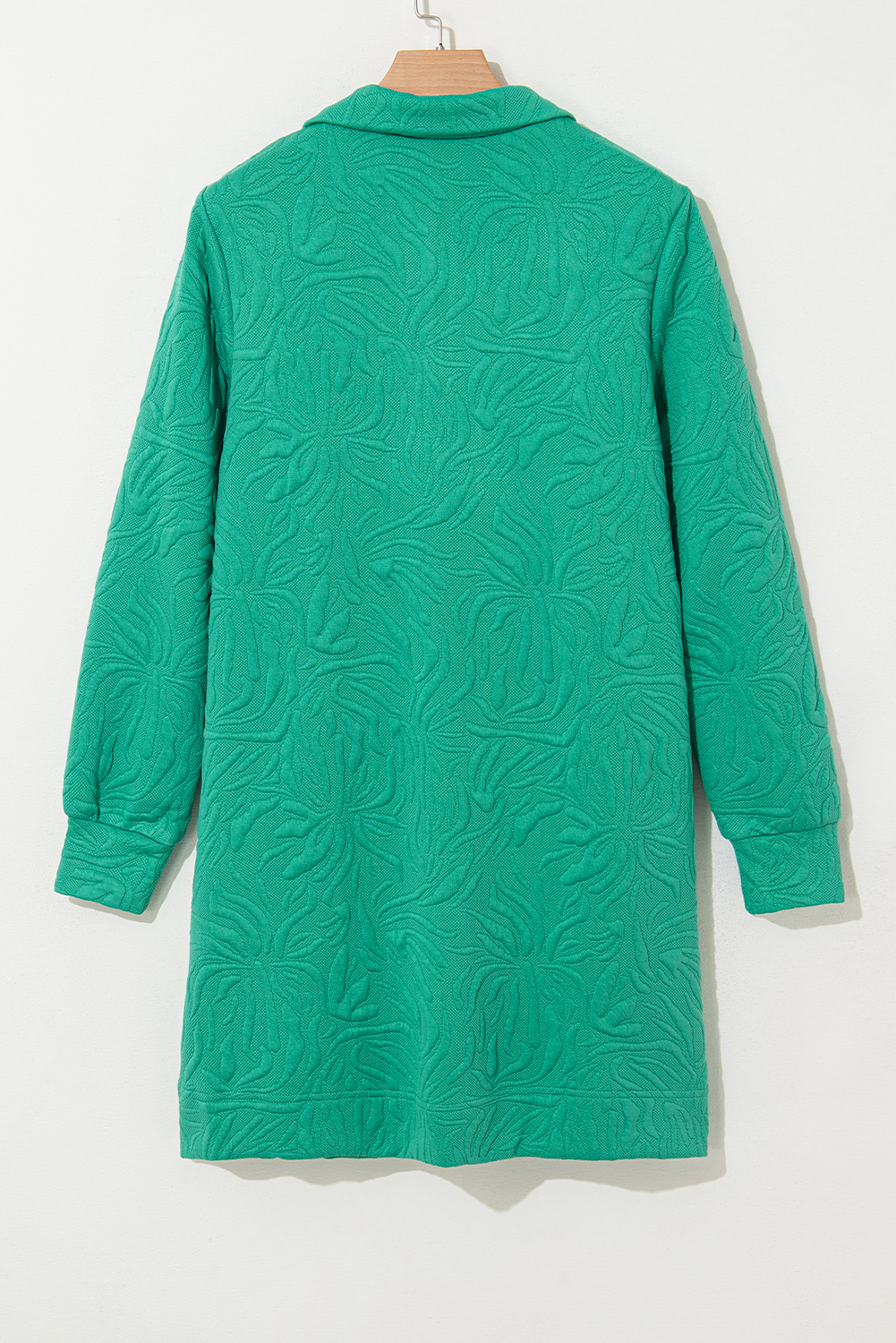 Sea Green Jacquard Textured Quarter Zipper Shift Mini Dress - loveforevers
