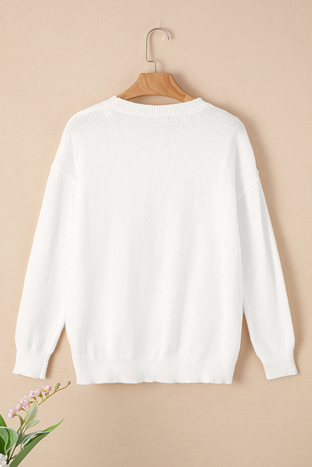 White Merry & Bright Round Neck Casual Sweater - loveforevers