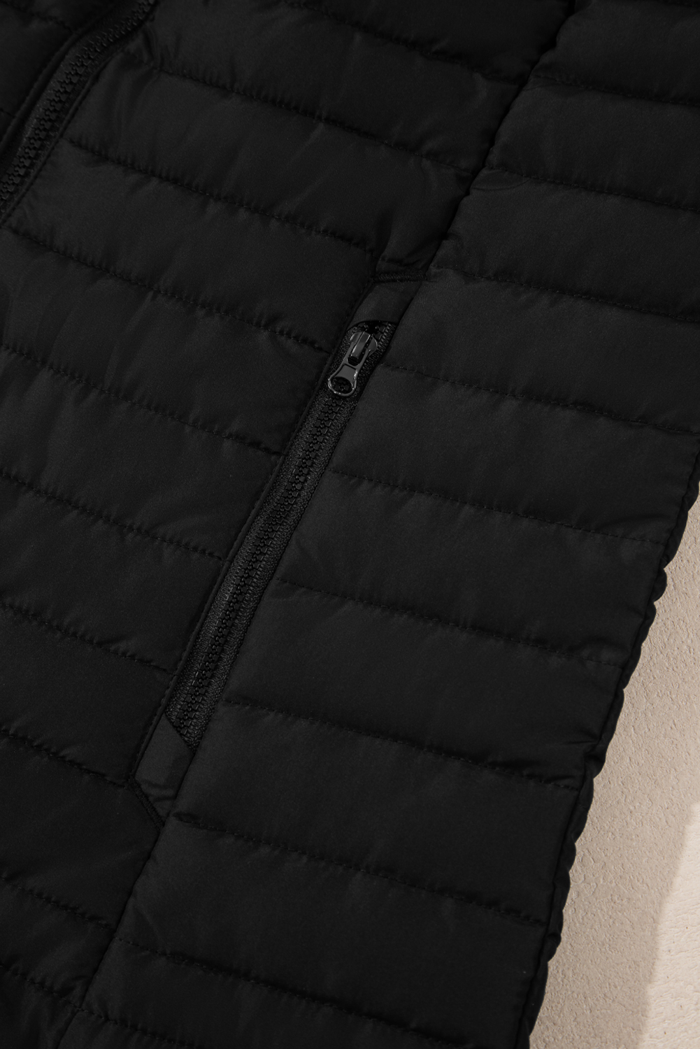 Silvery Plush Collared Quilted Zipped Puffer Vest - loveforevers
