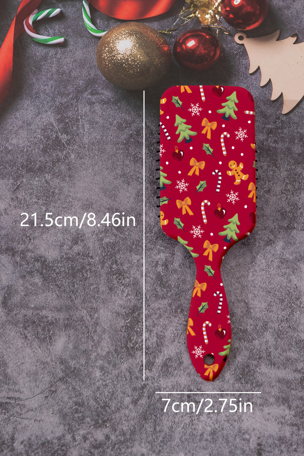 Racing Red Christmas Themed Print Paddle Hair Brush - loveforevers