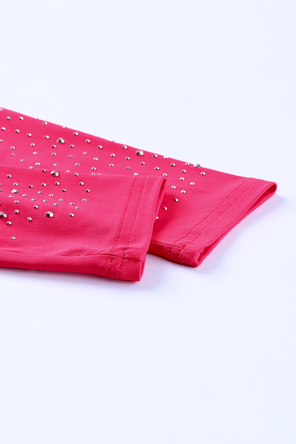 Rose Rhinestone O-neck Long Sleeve Bodysuit - loveforevers