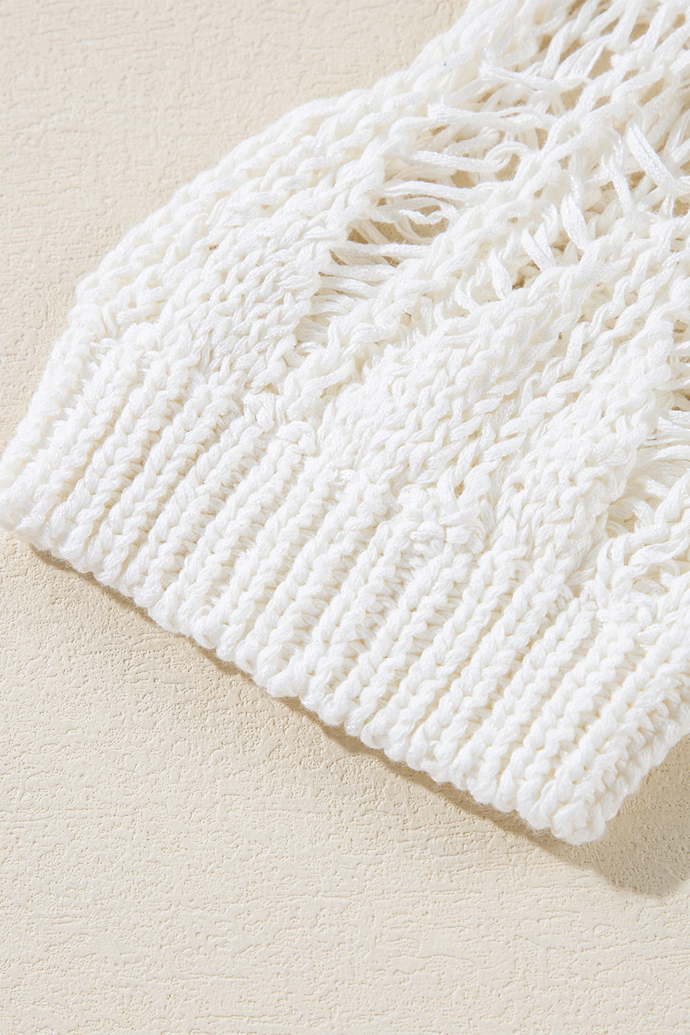White Cut Out Crochet Crew Neck Loose Fit Sweater - loveforevers