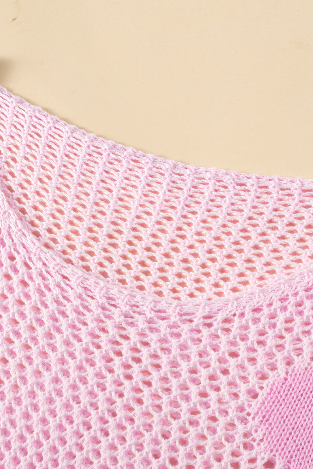 Light Pink Big Flower Hollowed Knit Drop Shoulder Sweater - loveforevers