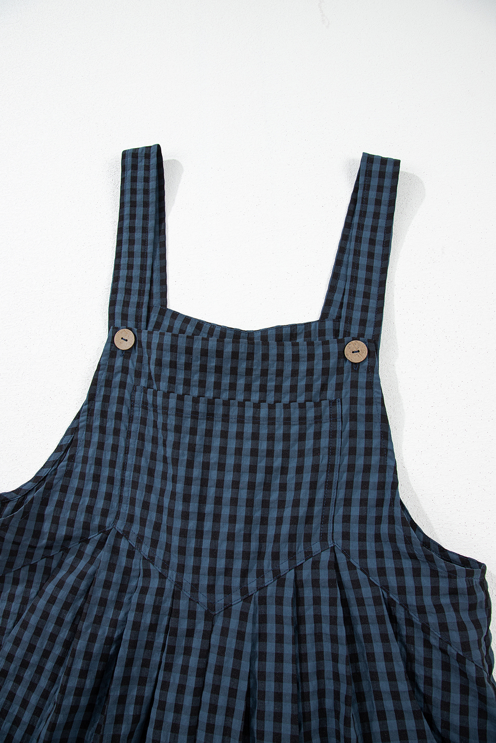 Sail Blue Plaid Print Buttoned Pocketed High Waist Overall - loveforevers