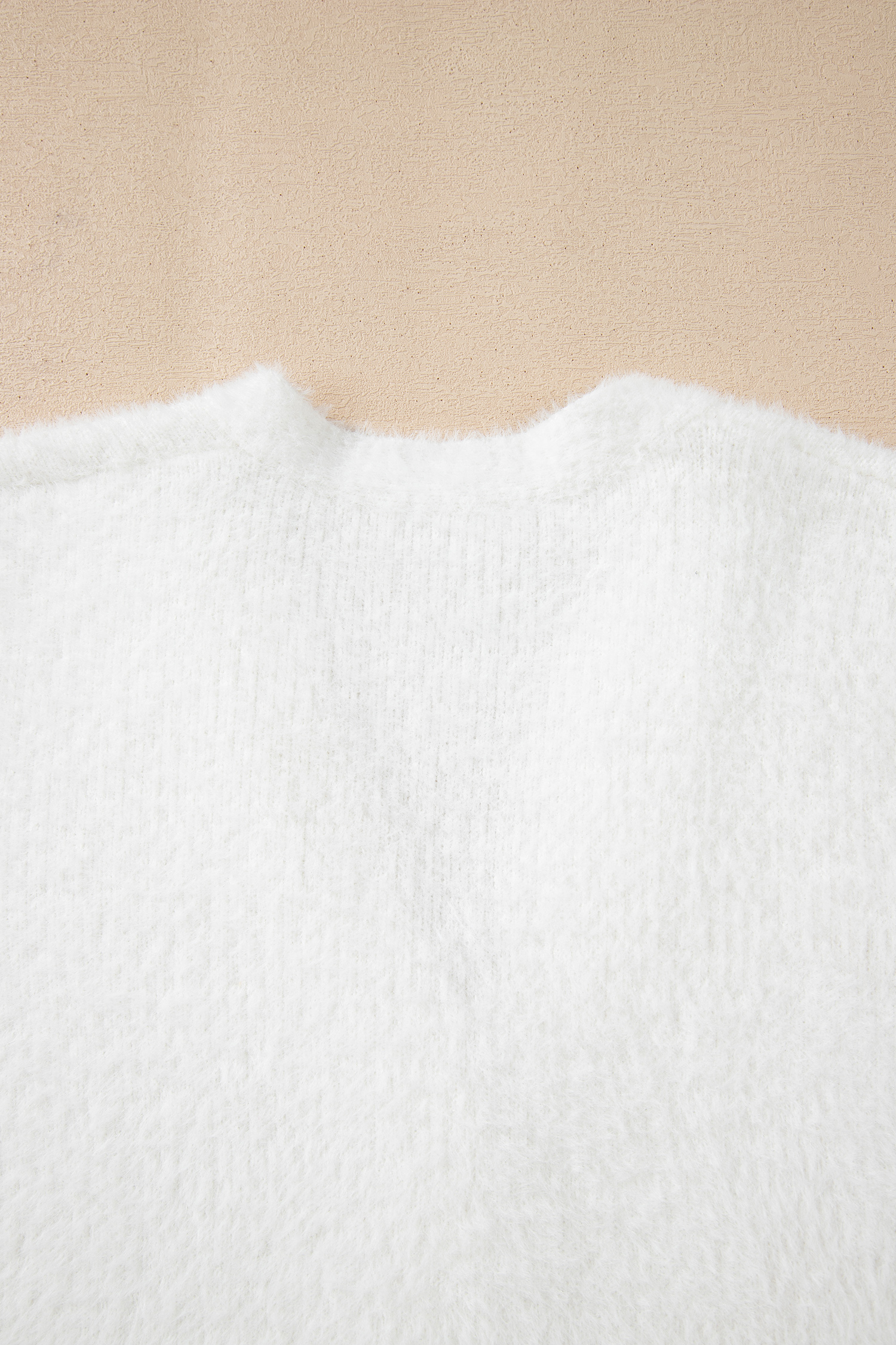White Fuzzy Buttoned Front Midi Solid Cardigan - loveforevers