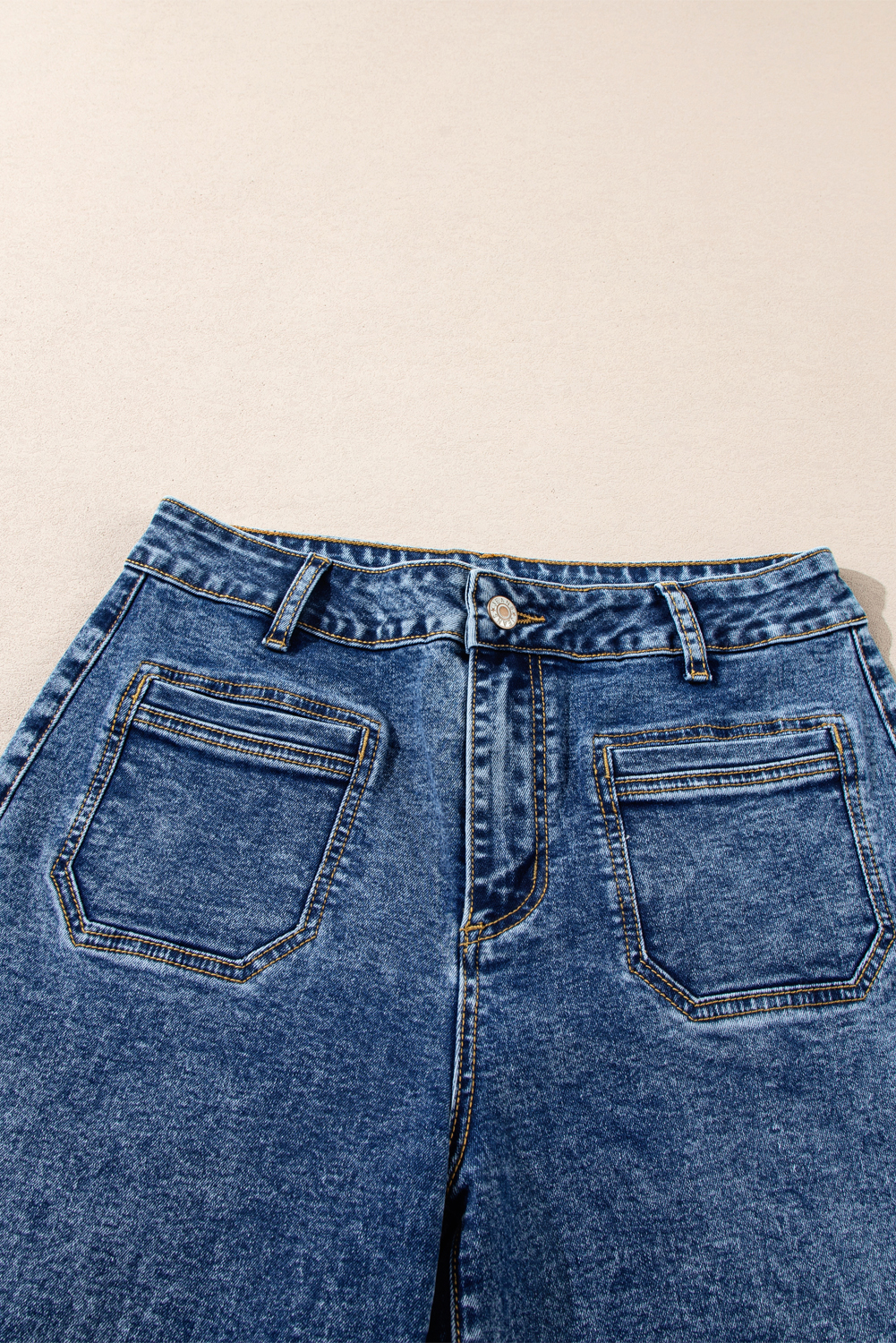 Light Blue Chic Patch Pocket Straight Leg Loose Jeans - loveforevers