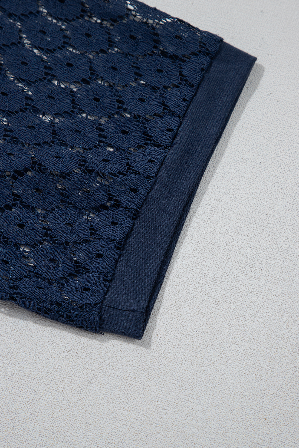 Navy Blue Contrast Lace Raglan Sleeve Pleated Detail Shift Dress - loveforevers