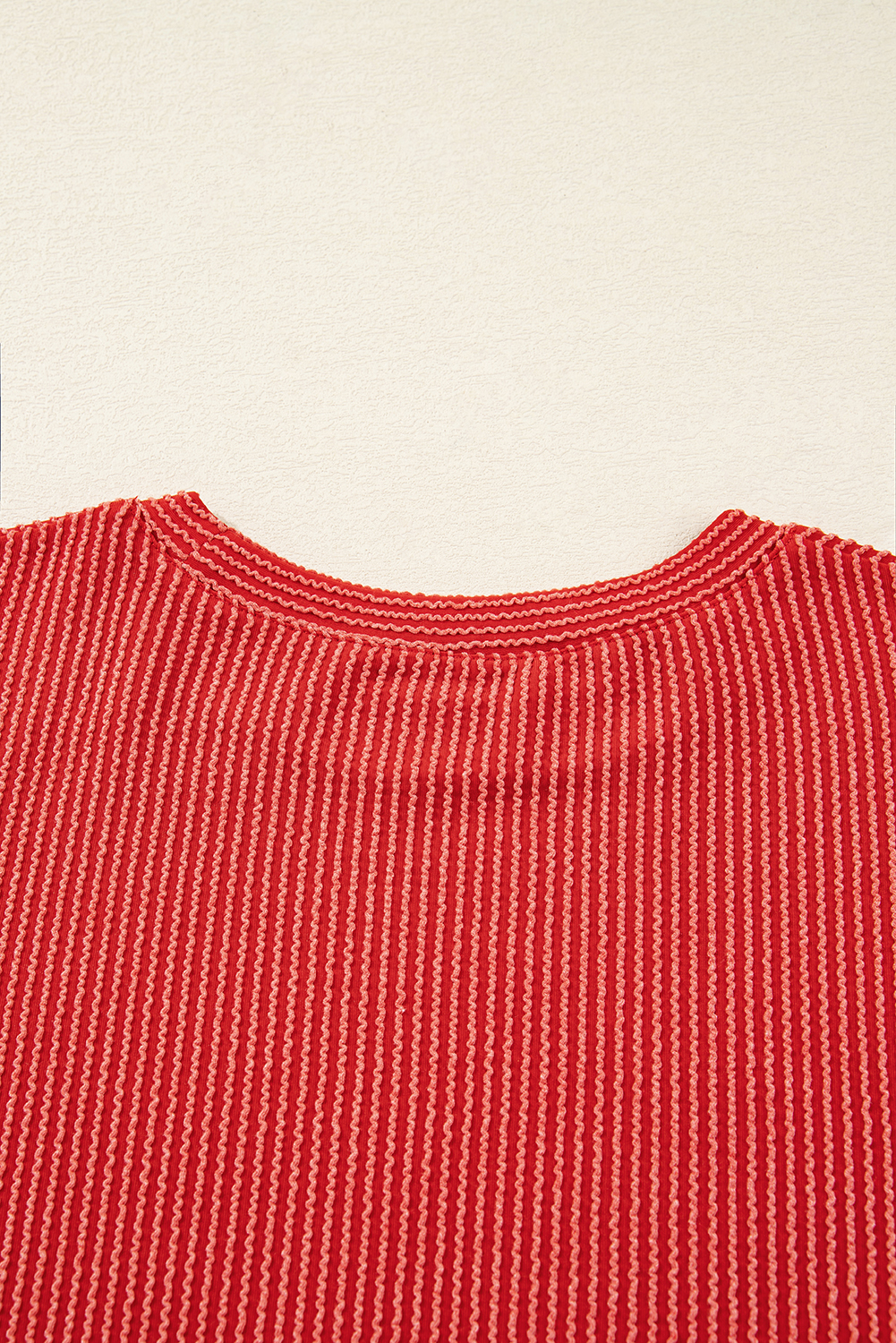 Evergreen Twisted Rib Outlined Merry Letter Graphic Loose Long Sleeve Top - loveforevers
