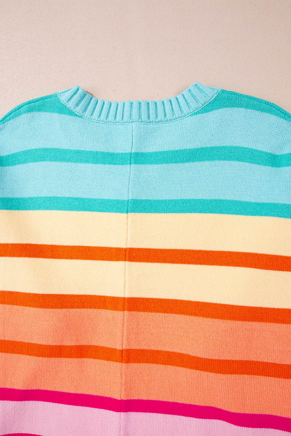 Yellow Stripe Gradient Striped Ribbed Edge Loose Sweater - loveforevers