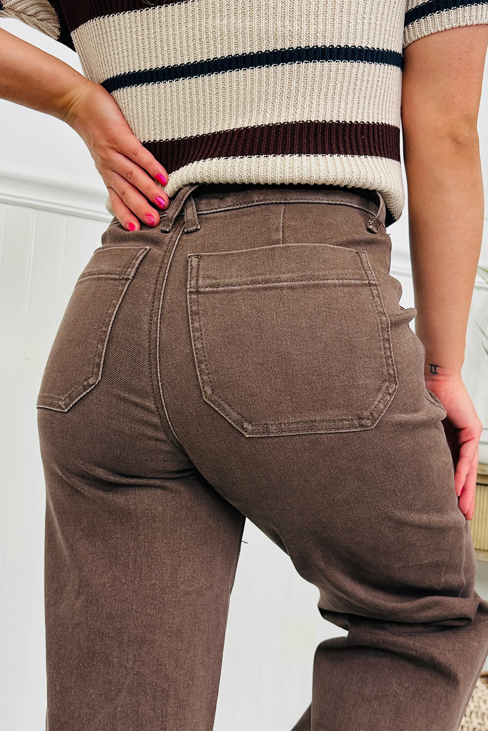 Dusk Blue Retro Washed Patch Pocket Loose Jeans - loveforevers