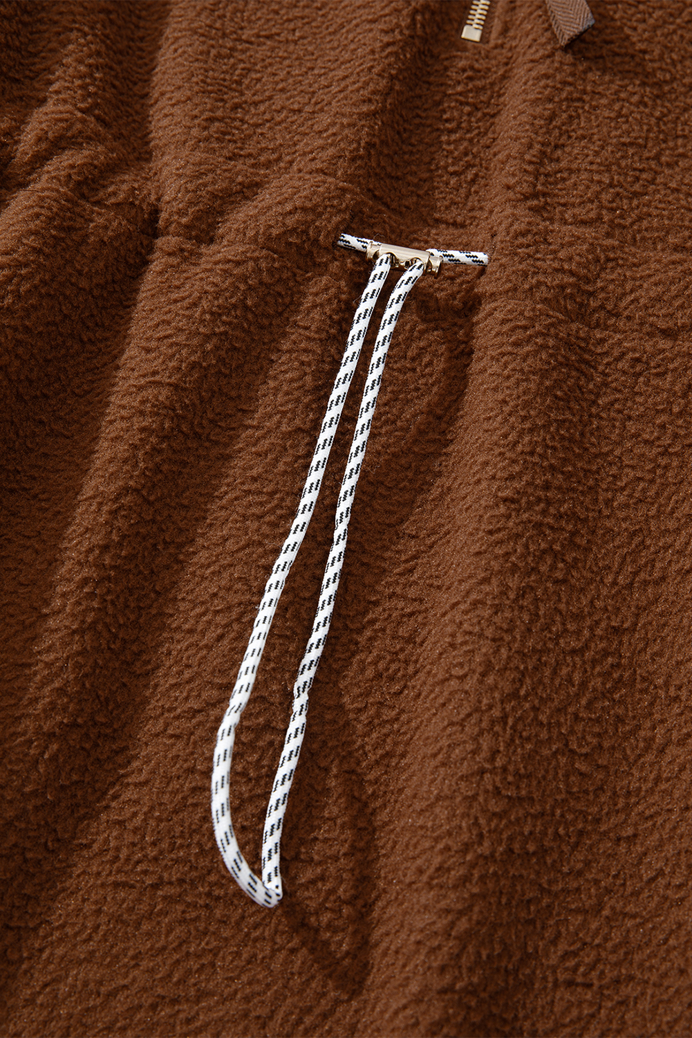 Brown Half Zip Fleece Pullover Sweatshirt - loveforevers