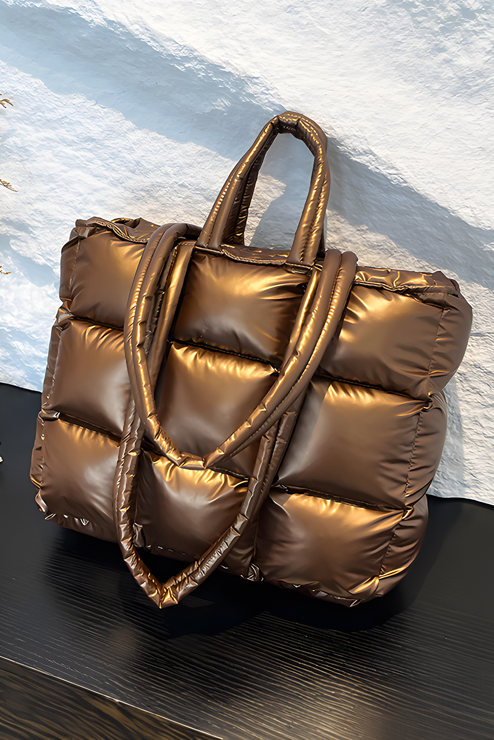 Gold Large Capacity Quilted Puffer Tote Bag - loveforevers