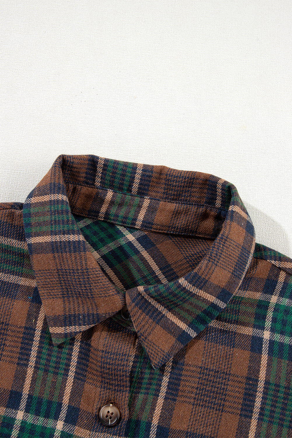 Brown Plaid Print Chest Pockets Buttoned Shirt Jacket - loveforevers