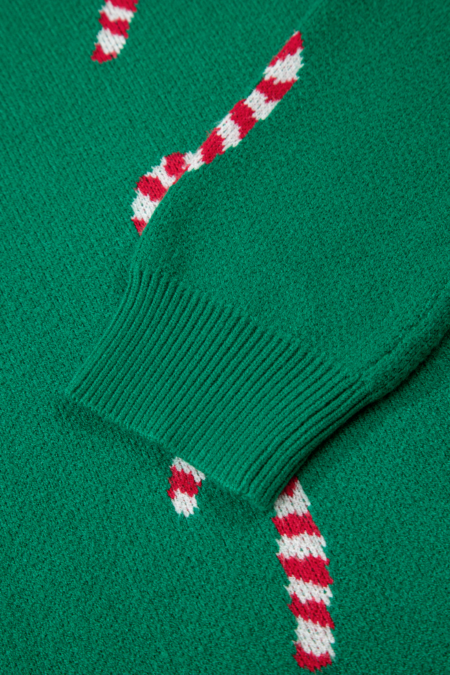 Dark Green Christmas Candy Cane Holiday Drop Shoulder Sweater - loveforevers