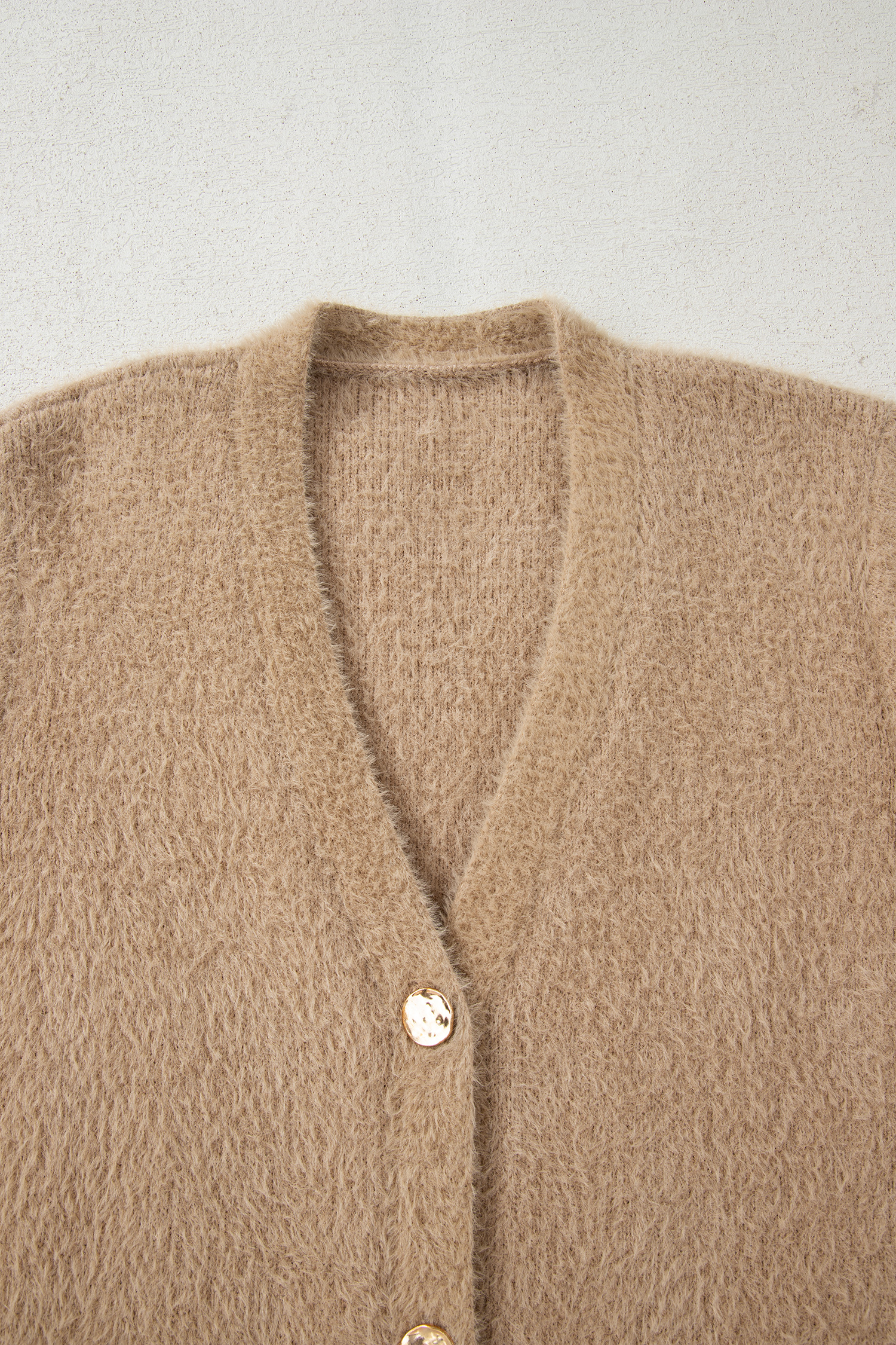 White Fuzzy Buttoned Front Midi Solid Cardigan - loveforevers