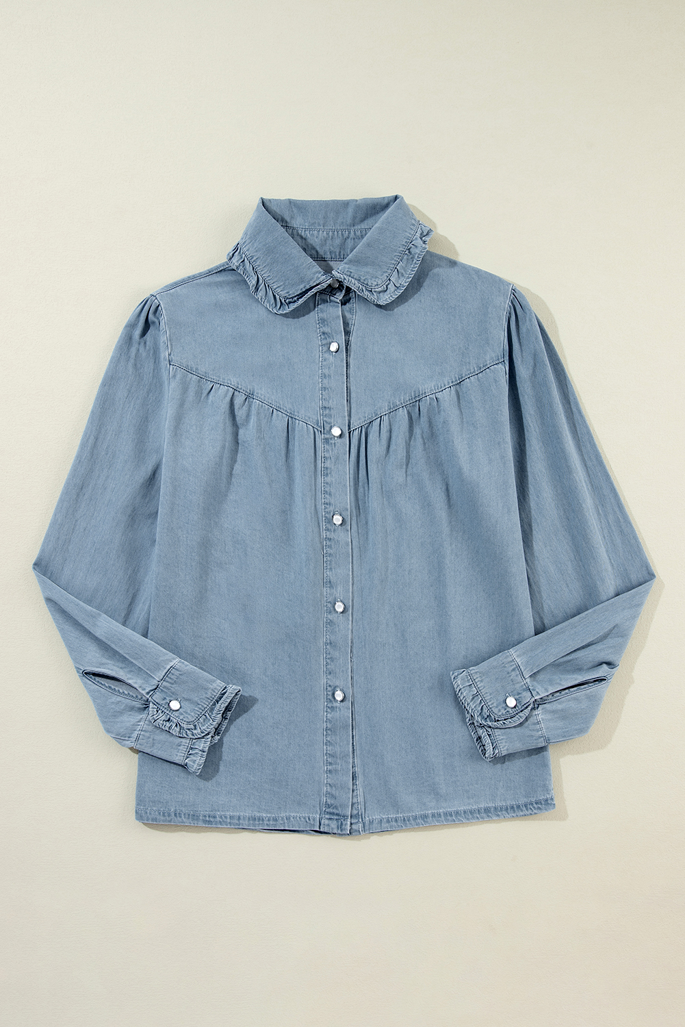 Dusk Blue Turn-down Collar Chambray Shirt - loveforevers