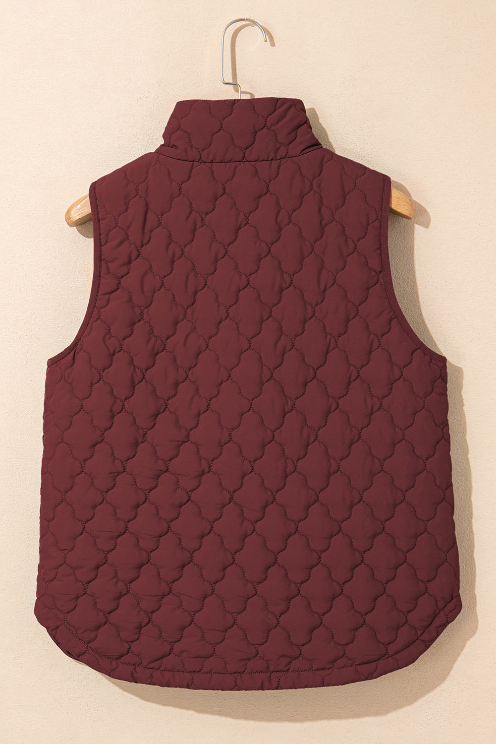 Wild Ginger Flower Shape Quilted Snap Button Zip Up Winter Vest - loveforevers