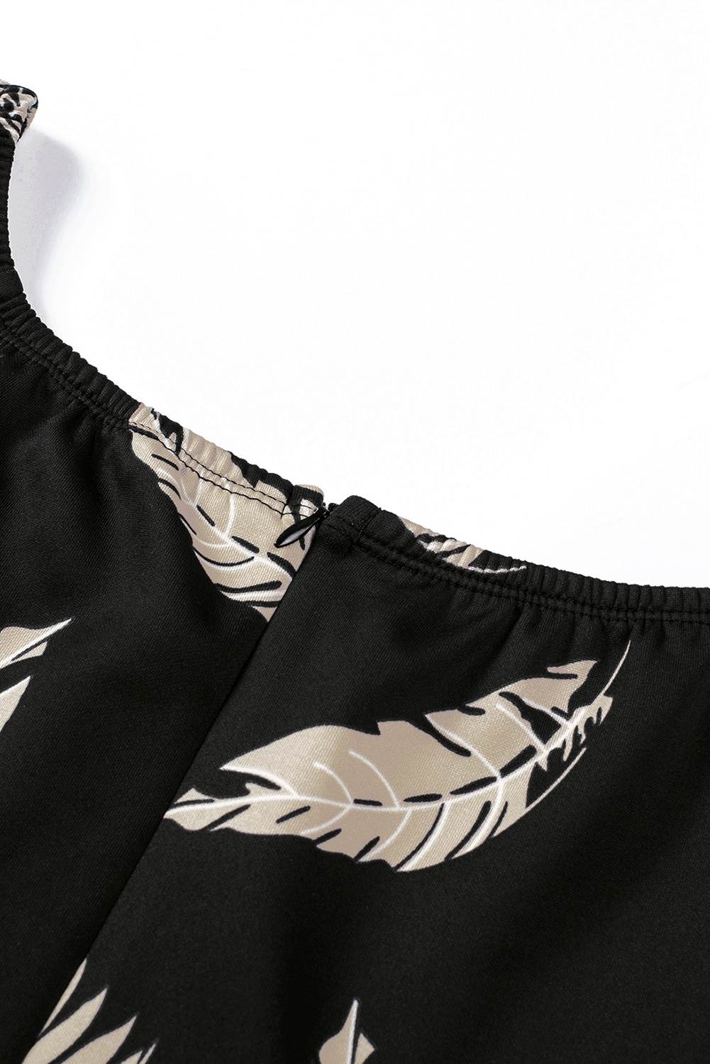 Black Pattern Print Off Shoulder Slit Bodycon Midi Dress - loveforevers
