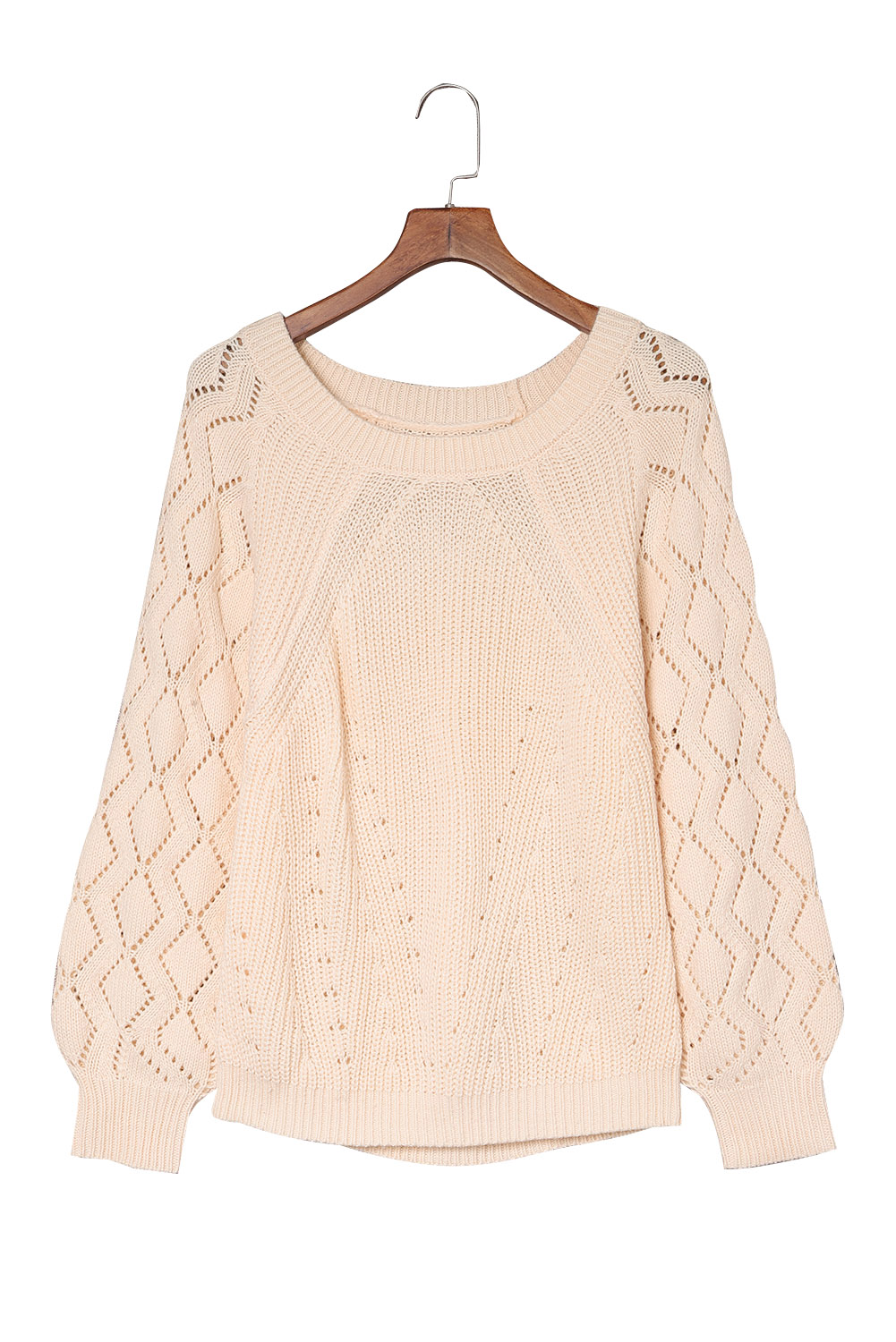 Black Hollow-out Puffy Sleeve Knit Sweater - loveforevers