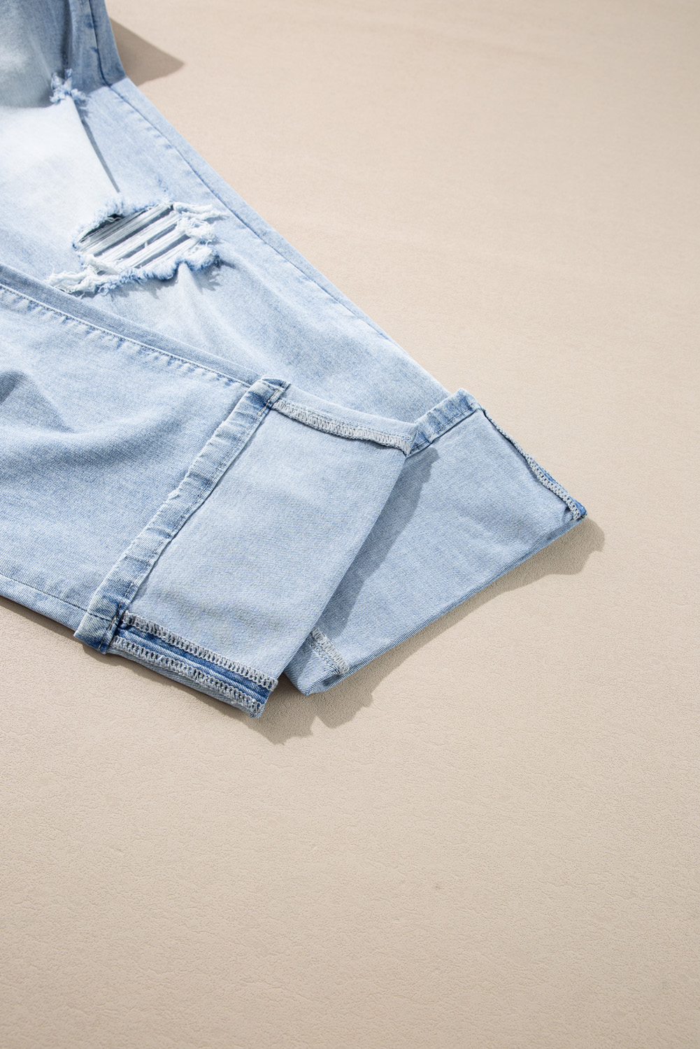 Beau Blue Light Wash Distressed Straight Jeans - loveforevers