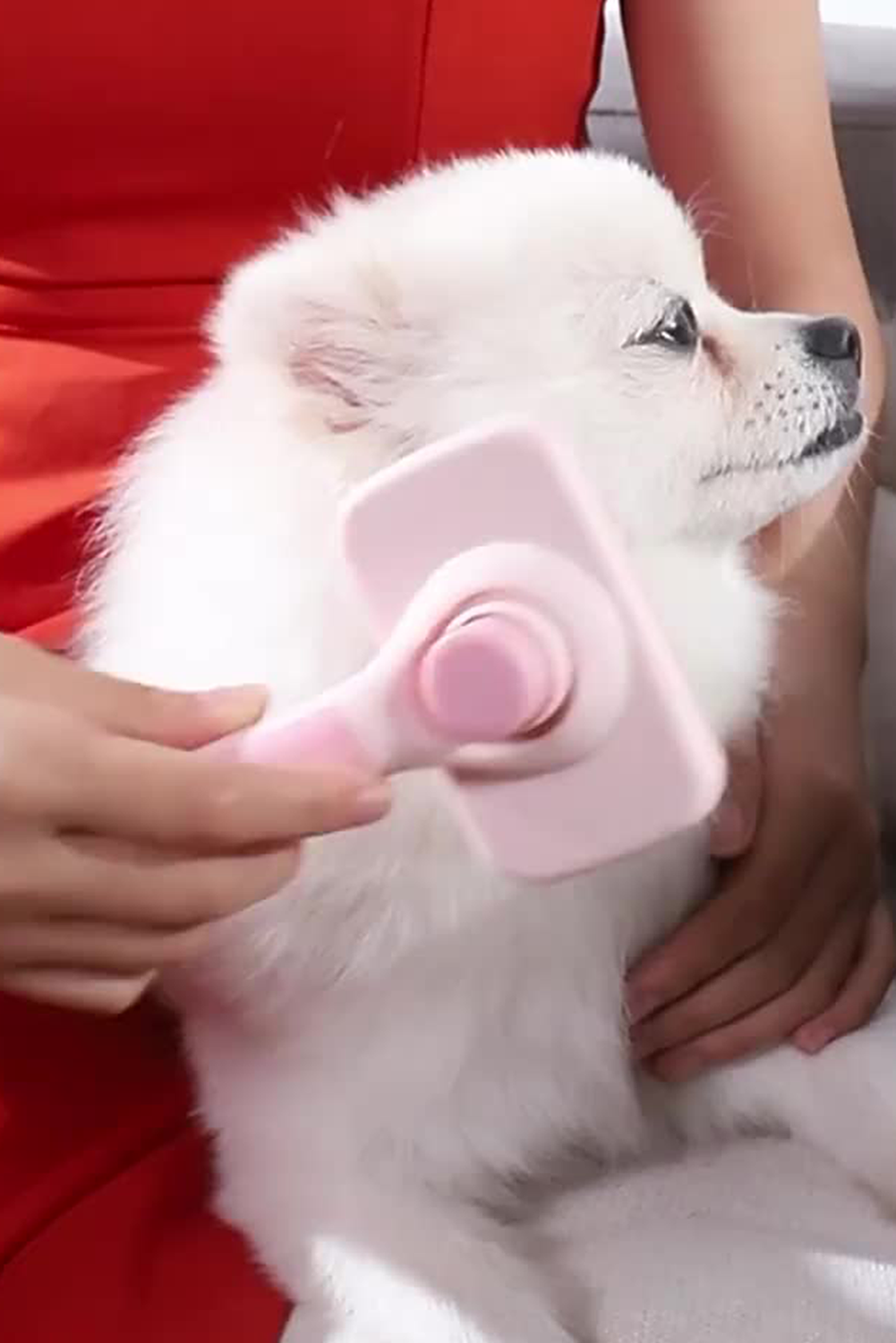 Pink Self Cleaning Gently Grooming Brush Pet Comb - loveforevers
