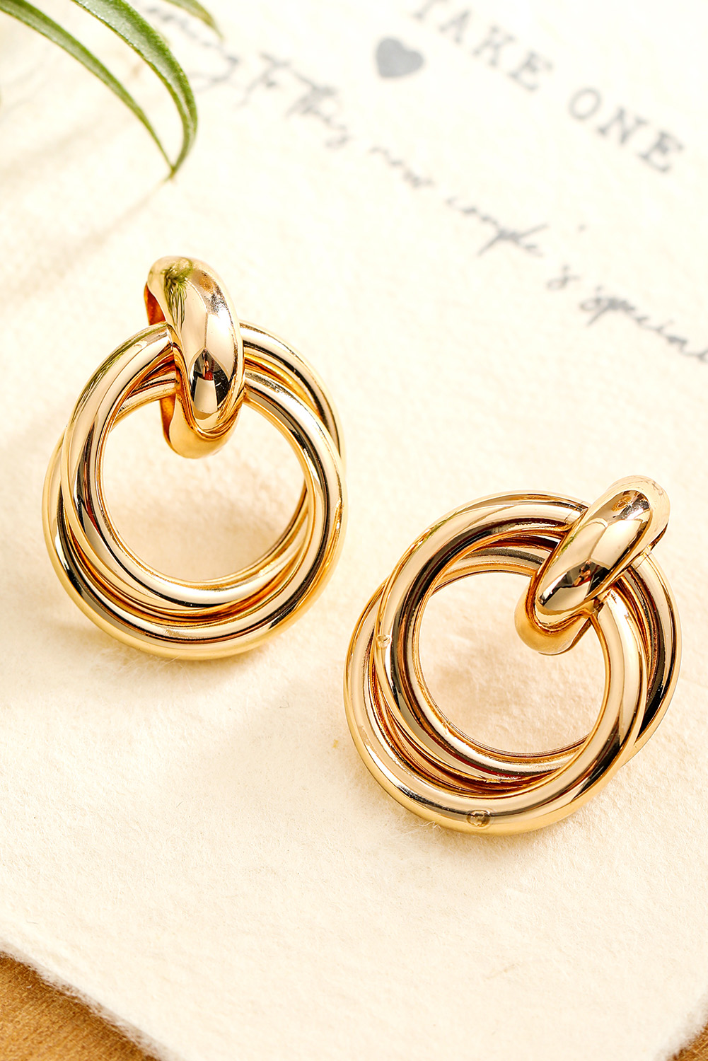 Gold Circles Plated Alloy Stud Earrings - loveforevers
