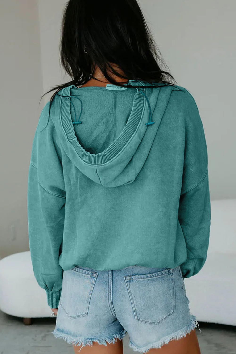 Canton Half Zip Kangaroo Pocket Mineral Wash Baggy Hoodie - loveforevers