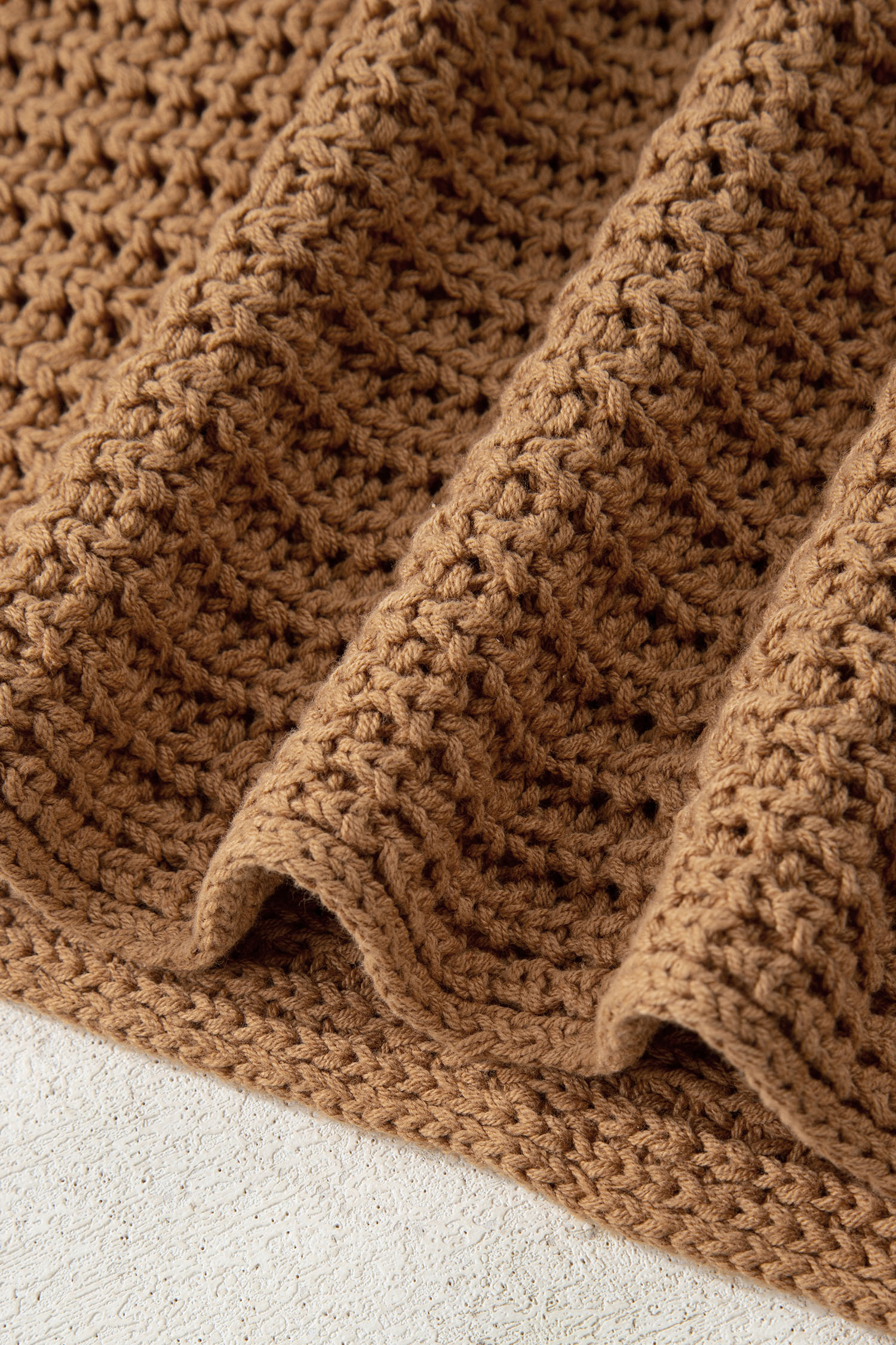 Camel Hollowed Detail Wide Sleeve Loose Pullover Sweater - loveforevers