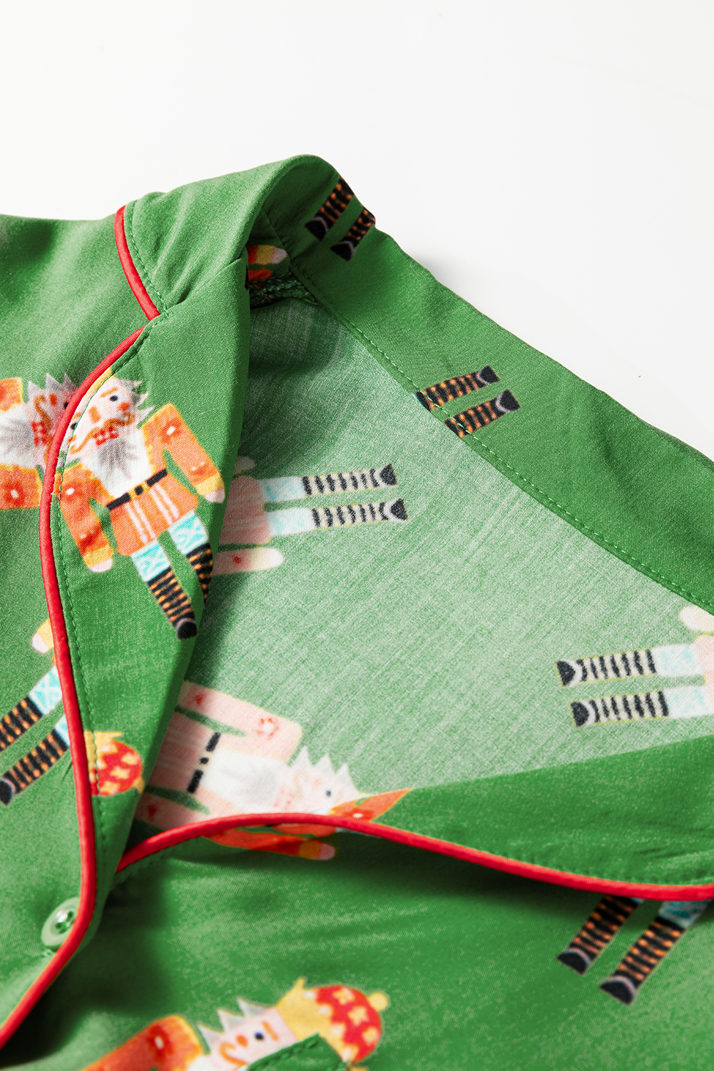 Green Christmas Candy Contrast Trim Bow Knot Silky 2pcs Pajama Set - loveforevers