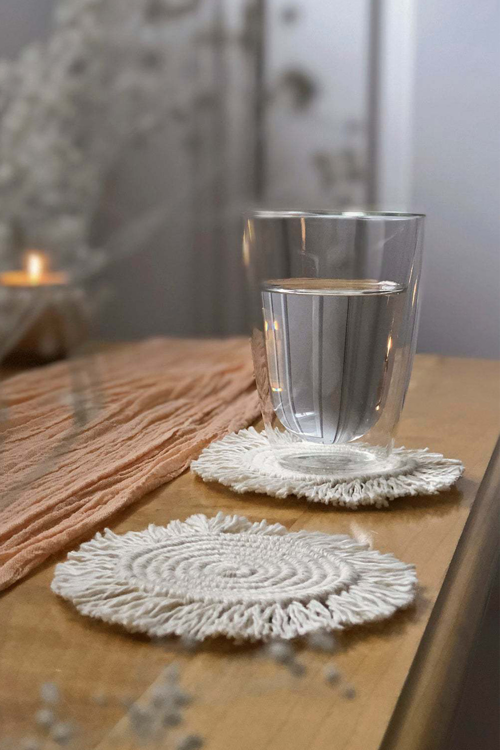 Beige Boho Tassel Macrame Coaster 15cm - loveforevers