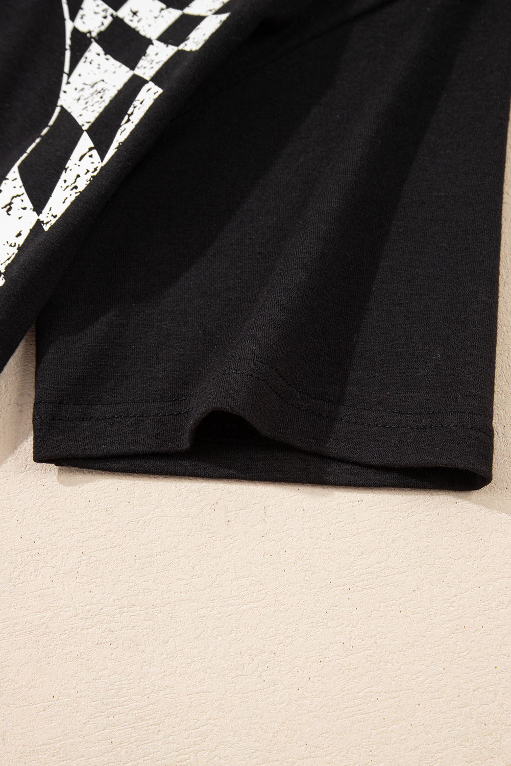 Black Checkerboard Peace Sign Printed Round Neck T Shirt - loveforevers