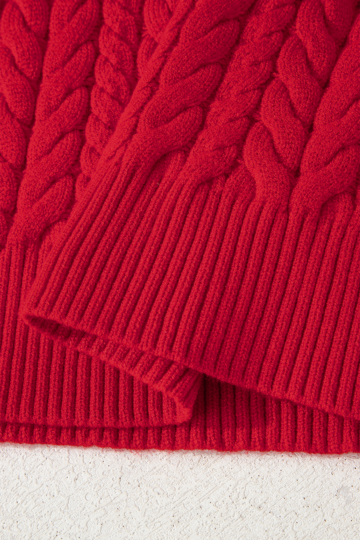 Fiery Red Cable Knit Baggy Sweater - loveforevers