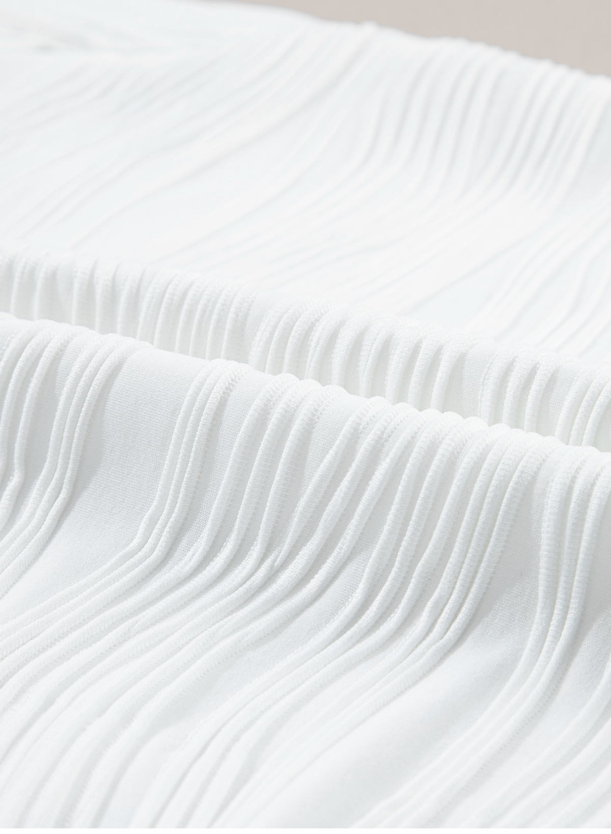 White Wavy Textured Mock Neck Cap Sleeve Top - loveforevers