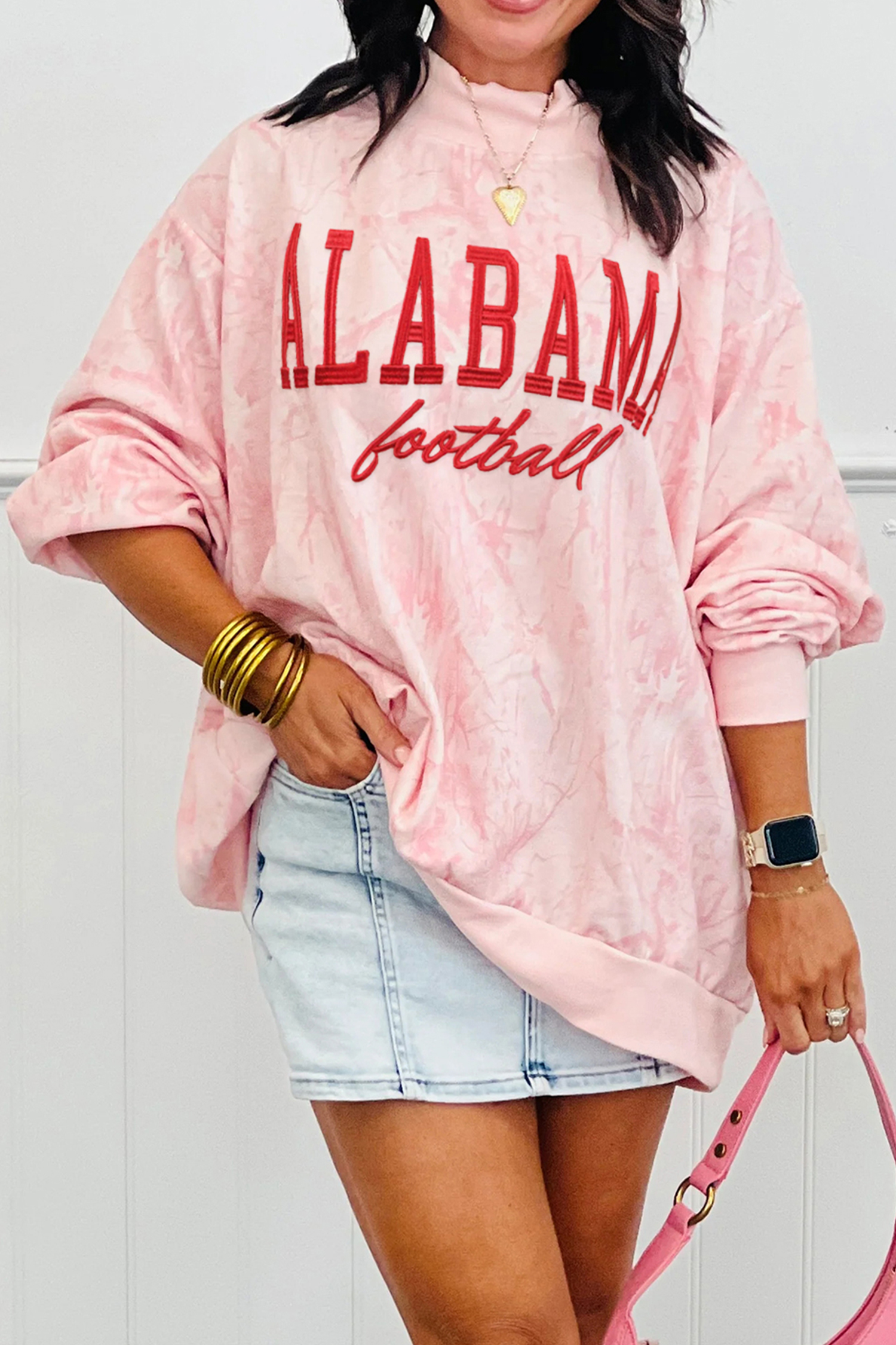 Khaki TEXAS Embroidered Camo Mock Neck Sweatshirt - loveforevers