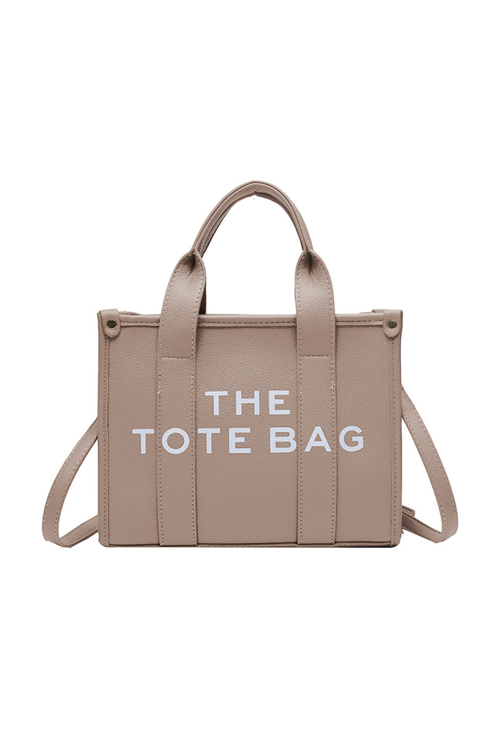 Khaki THE TOTE BAG PU Leather Large Shoulder Bag - loveforevers