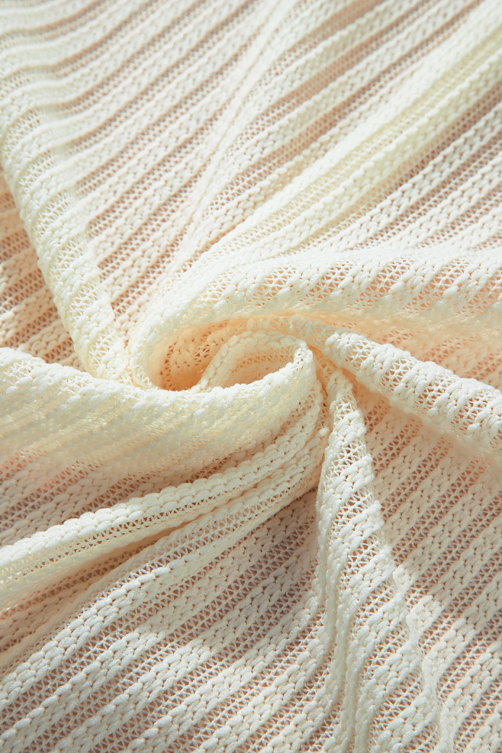 Beige Textured Lantern Sleeve Open Kimono - loveforevers