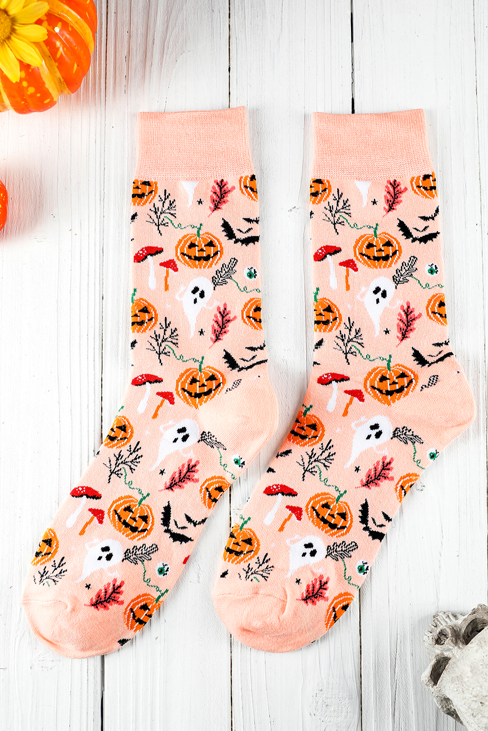 Black Spooky Season Halloween Element Print Socks - loveforevers